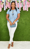 PRETTY IN A BOW DENIM TOP
