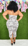 LEAF PRINT TUBE MIDI DRESS PLUS GRAND BAZAAR