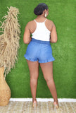 RUFFLE ME UP DENIM SHORTS GRAND BAZAAR