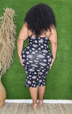 FLORAL MELODY TIE FRONT MIDI DRESS PLUS