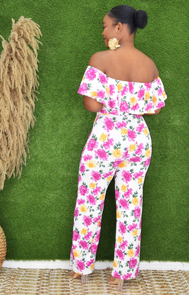 JULIA OFF SHOULDER FLORAL JUMPSUIT