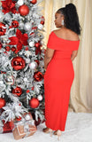 ONE AND ONLY OFF SHOULDER MIDI DRESS