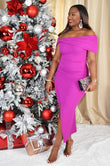 ONE AND ONLY OFF SHOULDER MIDI DRESS