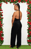 VELVETY BOMBSHELL HALTER JUMPSUIT GRAND BAZAAR