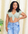 ELYNA RIBBED KNOTTED CROP TOP