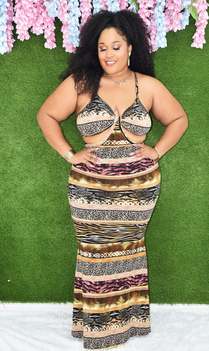 CAN'T BE TAMED CUT OUT MAXI DRESS PLUS