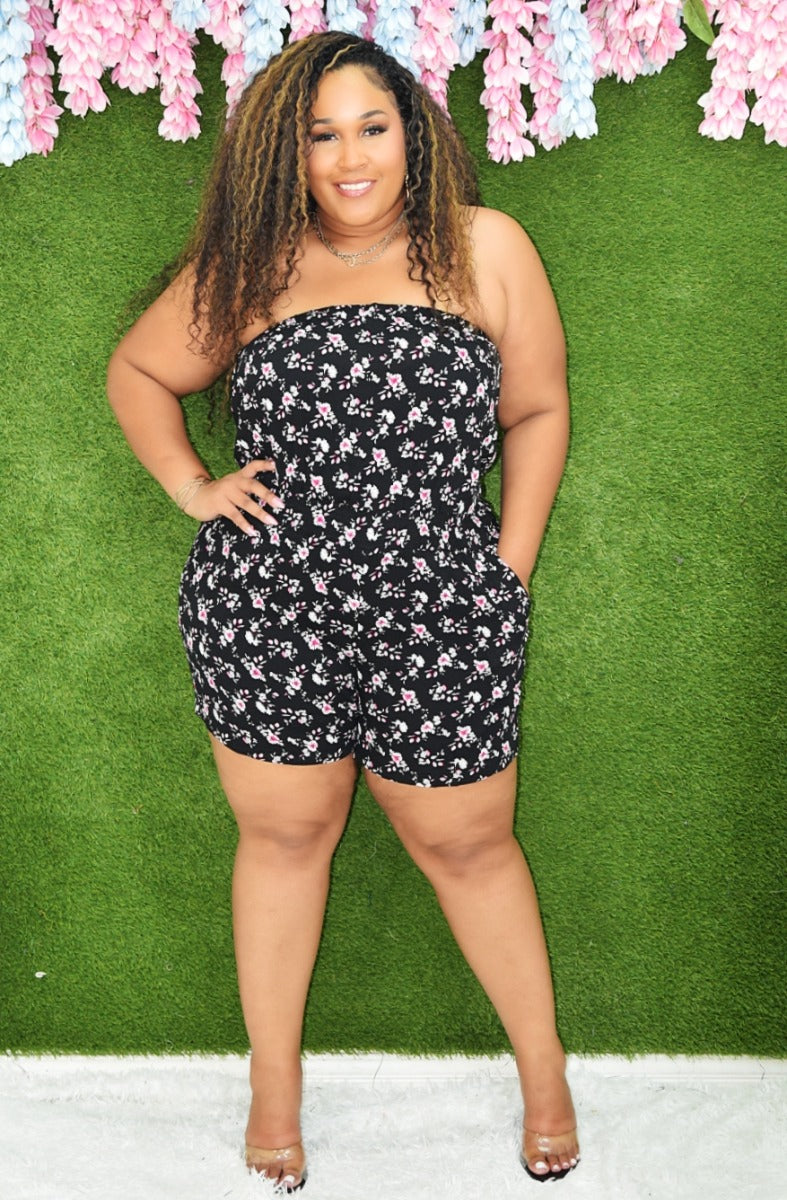 KRISSA FLORAL TUBE ROMPER PLUS