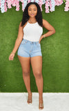 CARRIED AWAY DENIM SHORTS