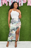TROPICAL VIBES HIGH SLIT SKIRT