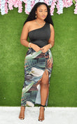 TROPICAL VIBES HIGH SLIT SKIRT