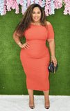 THE PURE FORM RIBBED MIDI DRESS PLUS