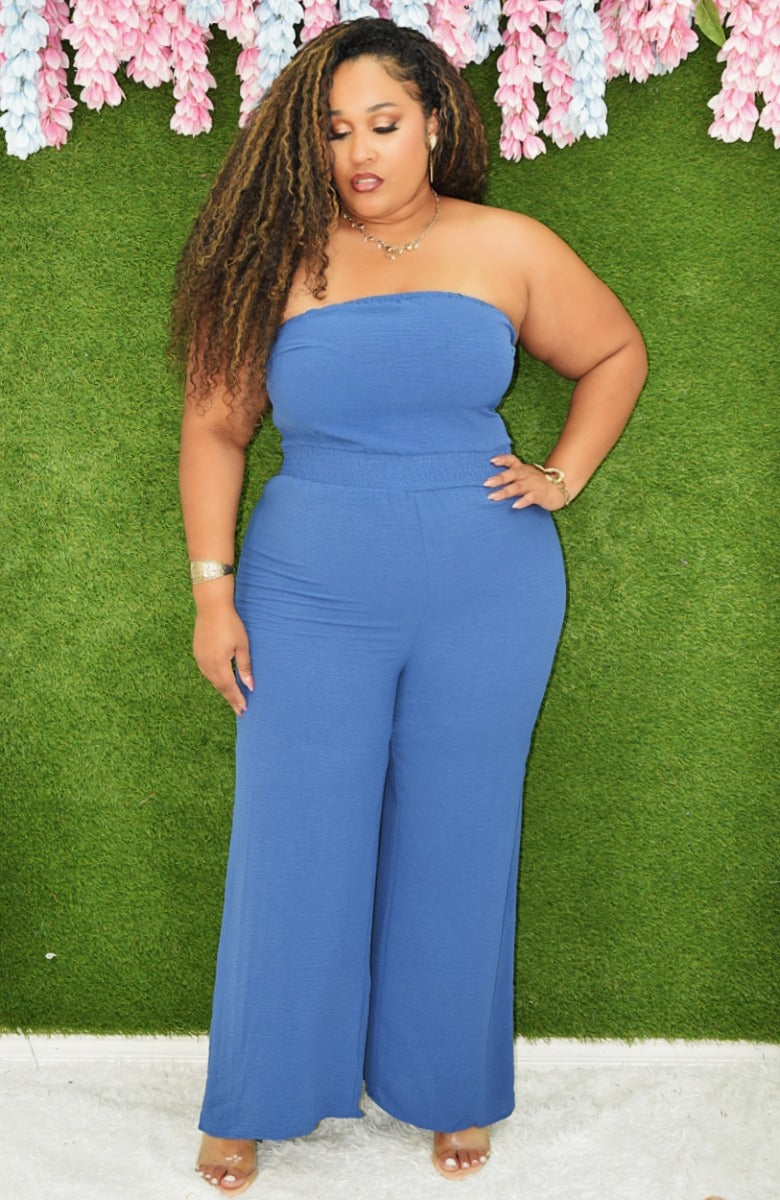 JUST BECAUSE OPEN BACK JUMPSUIT PLUS