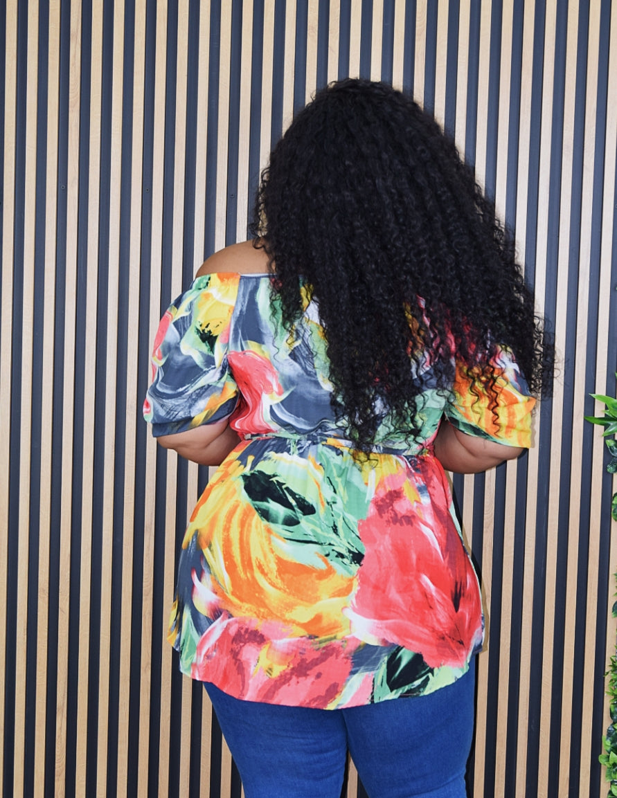 BRINGING THE HEAT OFF SHOULDER TOP PLUS GRAND BAZAAR