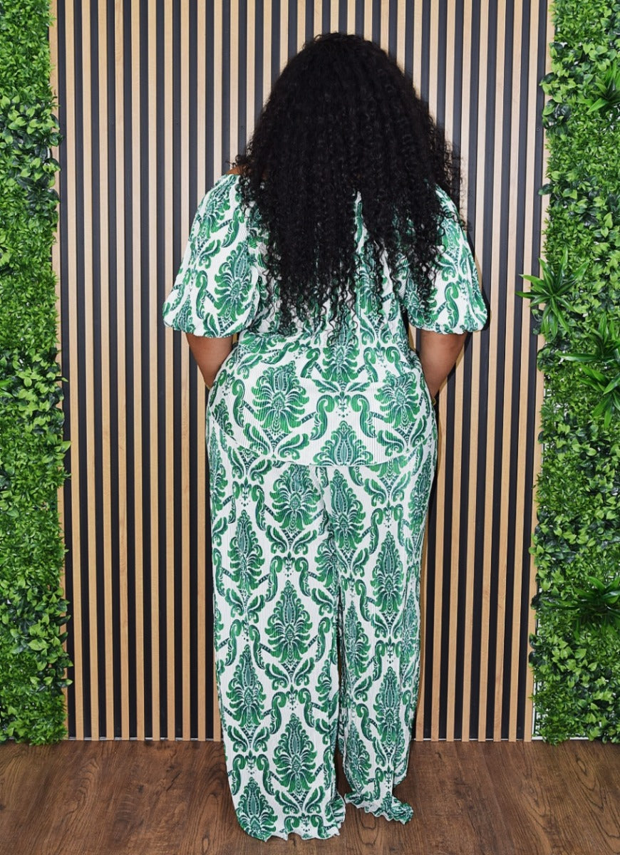 IN MY FLORAL PLISSE PANTS SET PLUS
