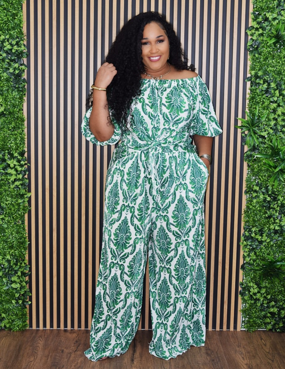 IN MY FLORAL PLISSE PANTS SET PLUS