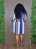 FRIDAY FEELS STRIPE SATIN DRESS PLUS
