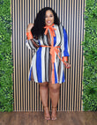 FRIDAY FEELS STRIPE SATIN DRESS PLUS