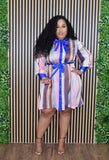 FRIDAY FEELS STRIPE SATIN DRESS PLUS