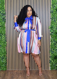 FRIDAY FEELS STRIPE SATIN DRESS PLUS