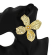 Oversized Stone Pointed Hammered Metal Flower Earrings