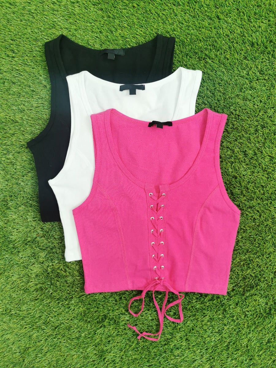 LACED UP CROP TOP  GRAND BAZAAR