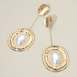 Bold Oval Pearl Center Cluster Long Drop Earrings GRAND BAZAAR