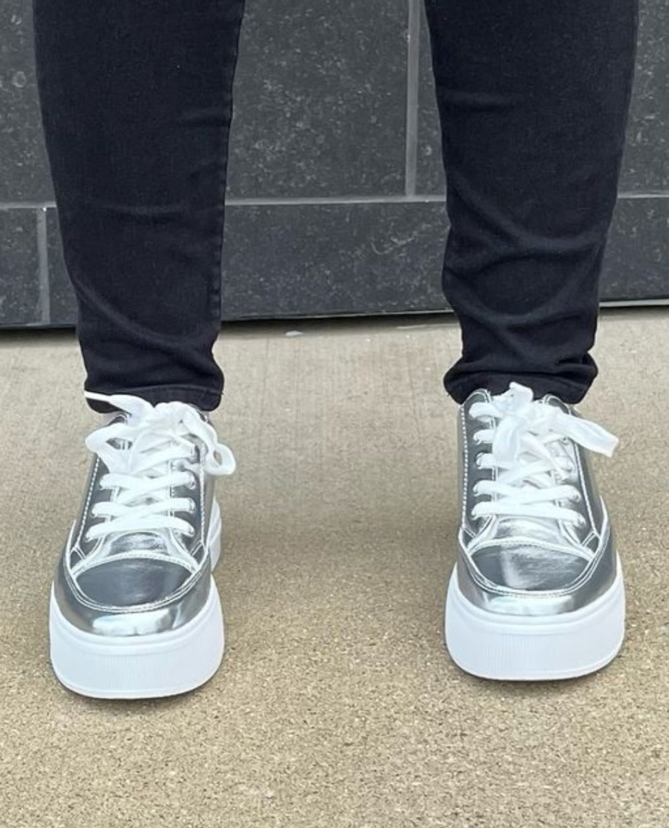 IN YOUR FUTURE SILVER PLATFORM SNEAKERS