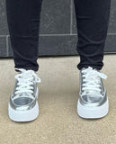 IN YOUR FUTURE SILVER PLATFORM SNEAKERS