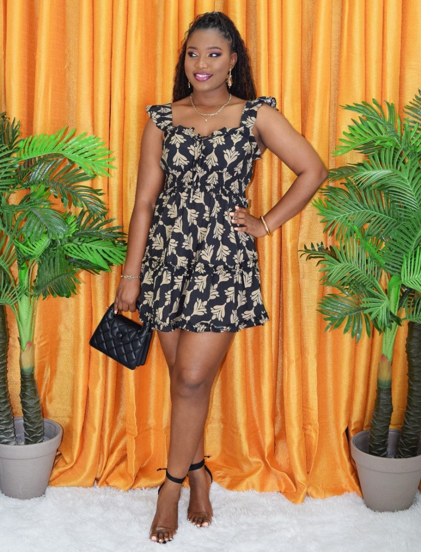 CALI BABE LEAF PRINT DRESS