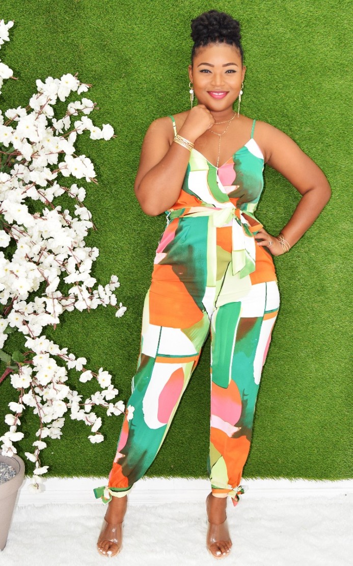 Abstract print sale jumpsuit