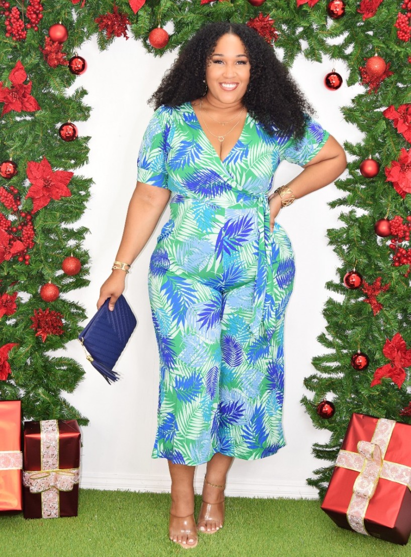 HAWAIIAN PRINT JUMPSUIT PLUS