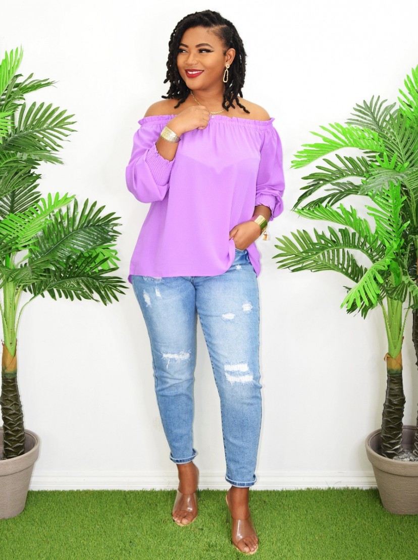 Off shoulder frill top online