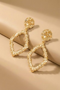 Rough Textured Diamond Shape Drop Earrings GRAND BAZAAR