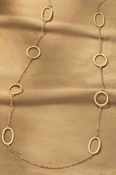 Hammered hoop stationed long necklace