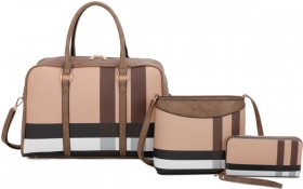 3 IN 1 PLAID HANDBAG SET WITH MESSENGER STONE