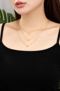 THREE LAYER HEART CHARM NECKLACE