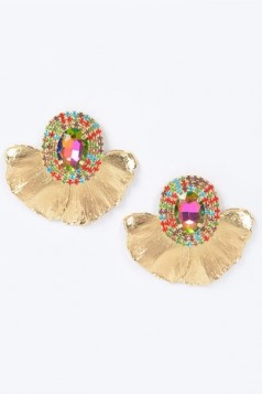 Rhinestone Metal Earrings GRAND BAZAAR
