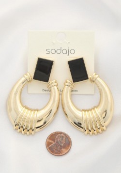RECTANGLE OVAL METAL EARRING