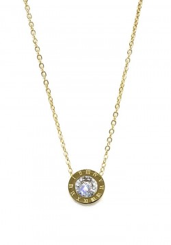 CUBIC ZIRCONIA ROMAN NUMERALS PENDANT NECKLACE