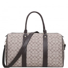 Oval Printed Handle Travel Boston Bag