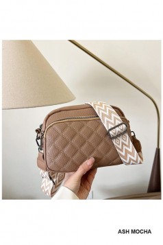 QUILTED VEGAN LEATHER CROSSBODY BAG