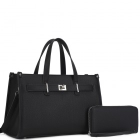 2In1 Modern Textured Satchel Bag W Wallet Set GRAND BAZAAR