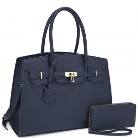 2In1 Modern Key Lock Design Satchel Bag W Wallet Set