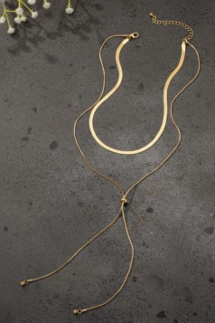 2 Layer Herringbone And Snake Chain Necklace