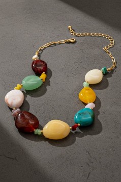 Artisan-crafted Resin Stone Statement Necklace