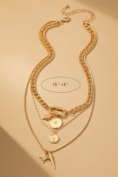 Layered Gold Celestial Charm Necklace GRAND BAZAAR