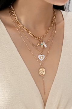 Layer Necklace With Various Charms Y Shape Drop GRAND BAZAAR
