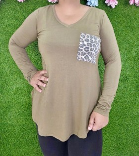 LEOPARD POCKET LONG SLEEVE TOP GRAND BAZAAR
