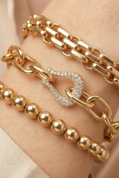 Gold Layered Chain & Bead Bracelet Set GRAND BAZAAR