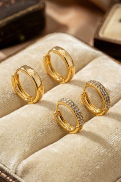 Classic Gold Huggie & Pave Hoop Set